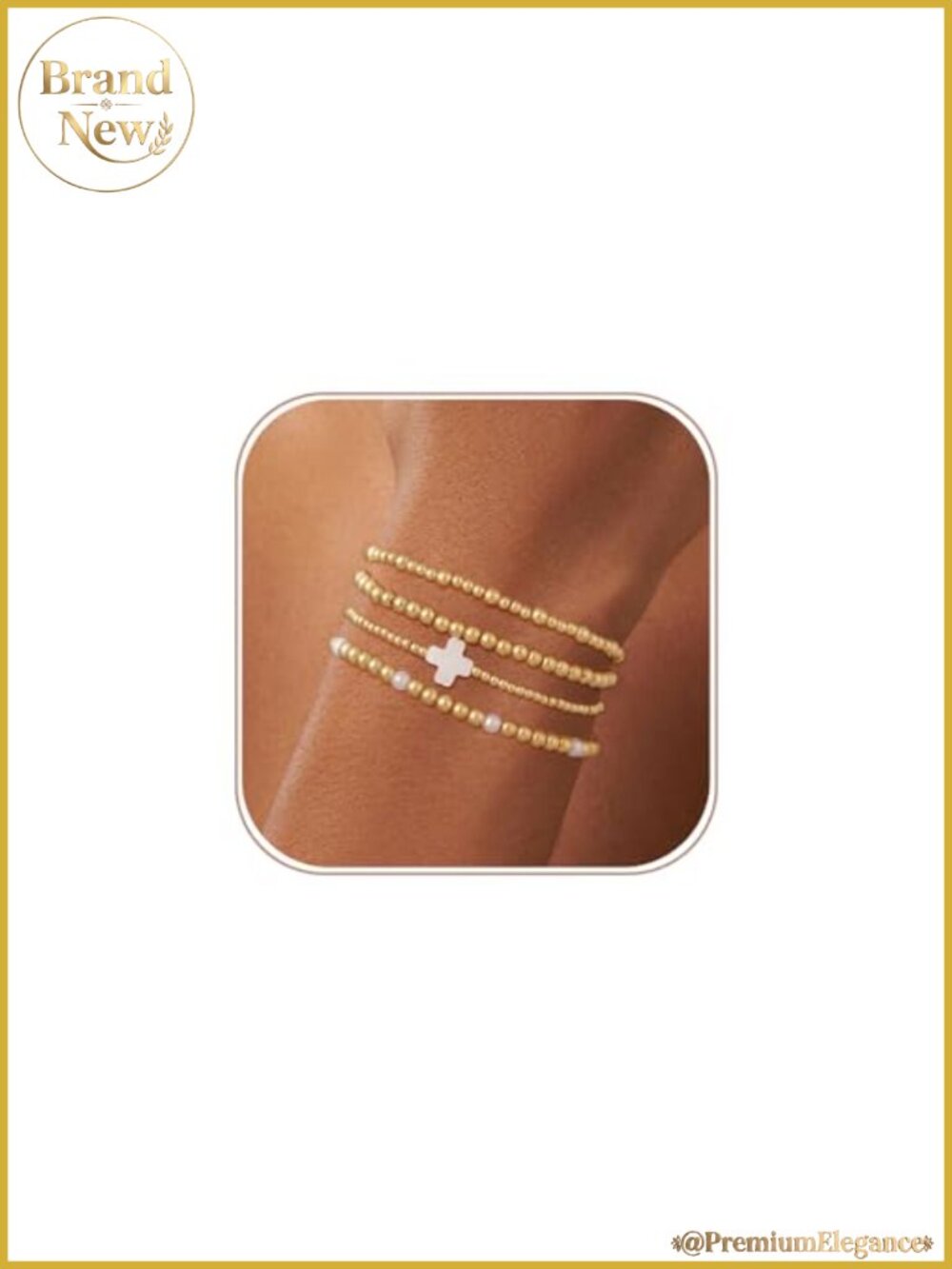 4Pcs Gold Plated Bracelets Set for Women, Non Tarnish Adjustable